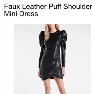 Faux leather Puff shoulder mini dress